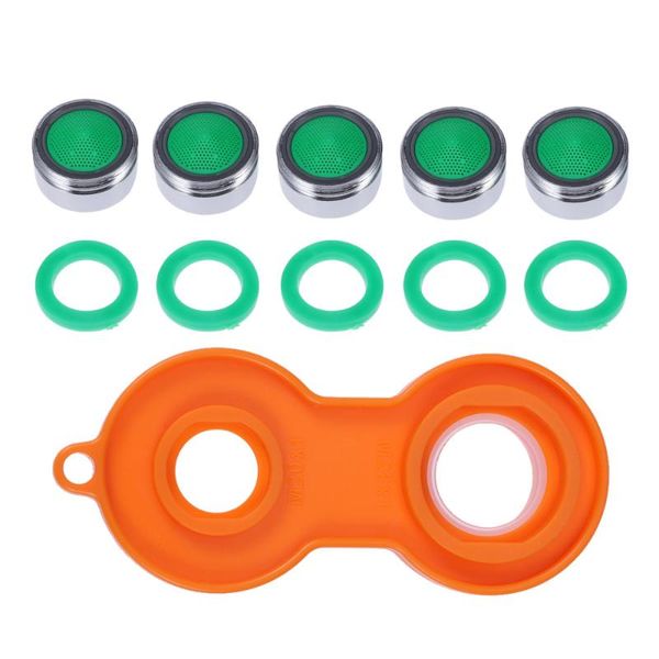 

kitchen faucets pcs 23mm outer threaded brass aerator bubbler sprayer water saving filter female thread with wrench (silver)