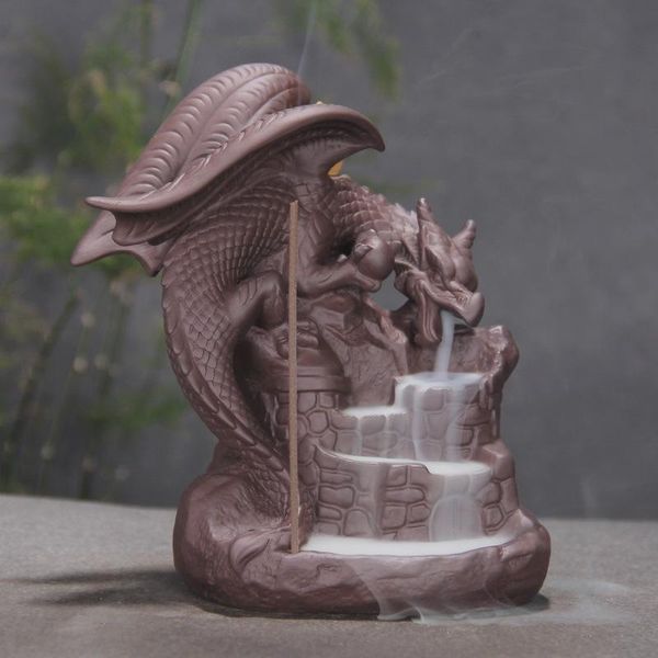 

ceramic dragon pterosaurs back flow reflux incense burner home decor ceramics ornament base + 10pc cones fragrance lamps