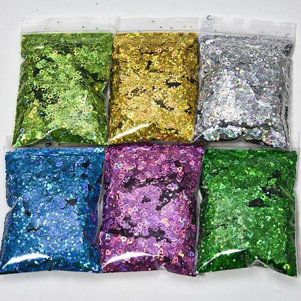 

200g/bag hollow out heart shapes flakes diy laser holographic glitter spangles mix size 12 colors nail art glitter sequins ft#25, Silver;gold