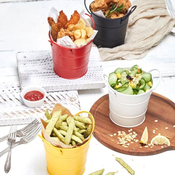 

ice buckets and coolers stainless steel fries bucket fried chicken metal container storage barrel for home restaurant bar
