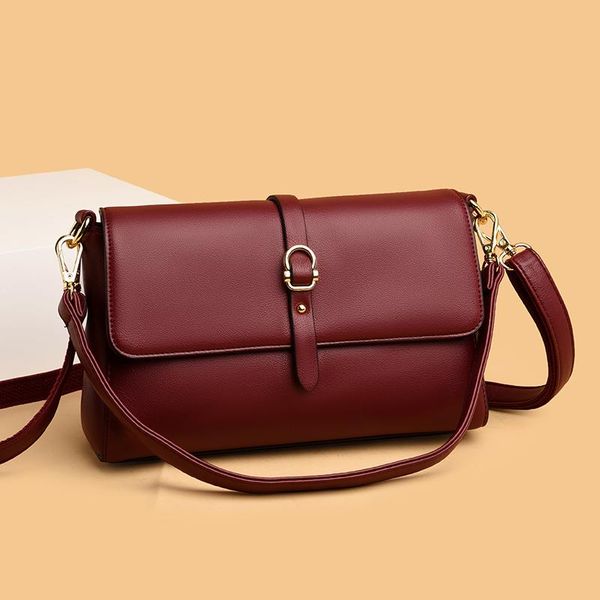 

evening bags elegant solid color pu leather shoulder bag women's small flap messenger classic all-match female quality square handbag