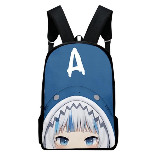 

backpack gawr gura leisure simple large capacity zipper student