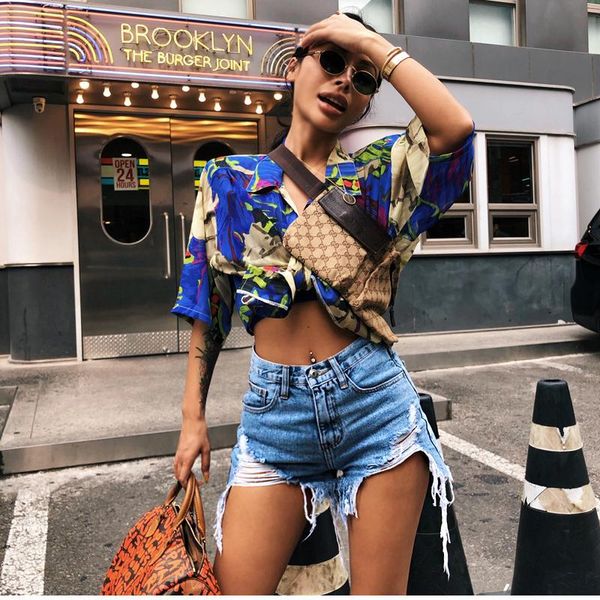 

women's shorts woman's jeans 2021 summer retro high waist ripped spandex distressed causal streetwear denim blue women, White;black