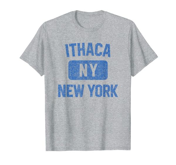 

Ithaca Gym Style Distressed Blue Print T-Shirt, Mainly pictures