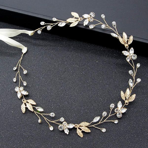 

hair clips & barrettes bridal band rhinestone leaf headband wedding accessories ornaments maea99, Golden;silver