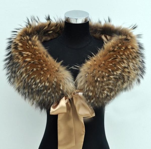 

scarves zdfurs * raccoon fur collar wedding bride cape scarf shawl warps, Blue;gray