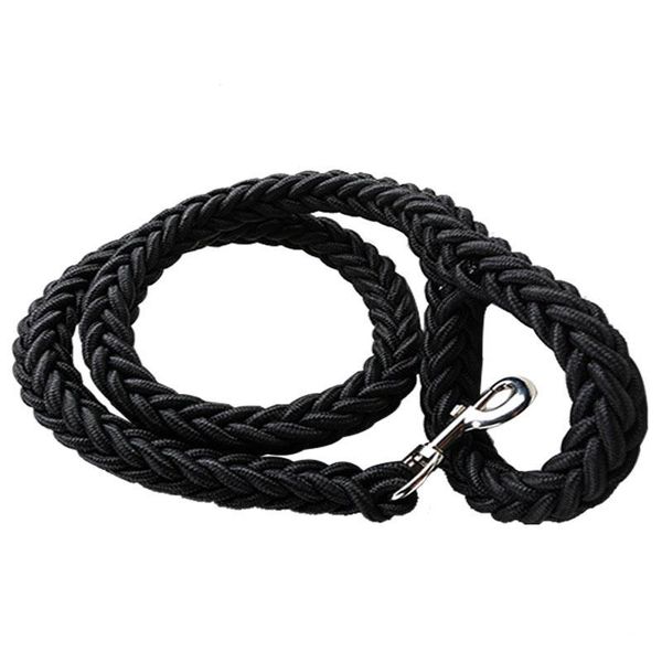 

dog collars & leashes heavy duty large training leash black green nylon braided pet chain rope traction for medium big dogs 120cm 4ft m l