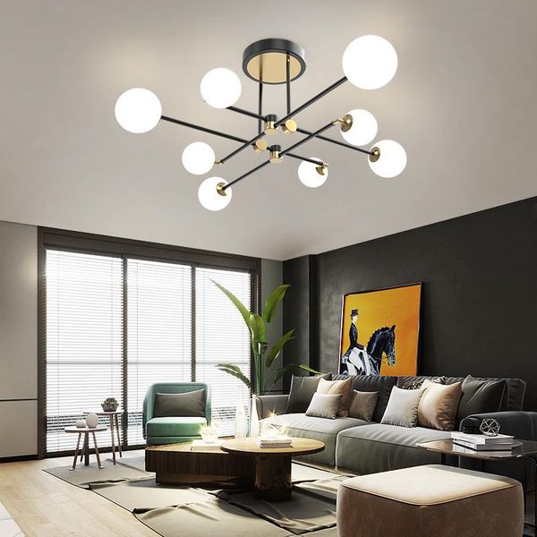 

chandeliers modern led chandelier semi-flushmount for living room dining resturant ceiling lighting home nordic style