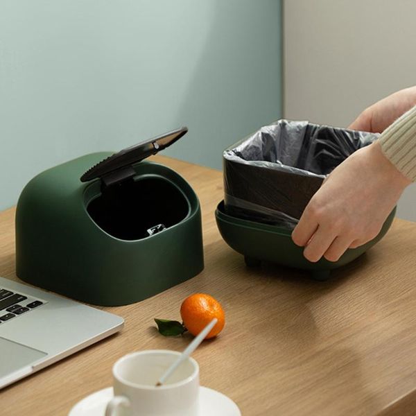 

waste bins t21d mini cute bin desktrash can with lid garbage organizer detachable press-type cover desk storage bucket