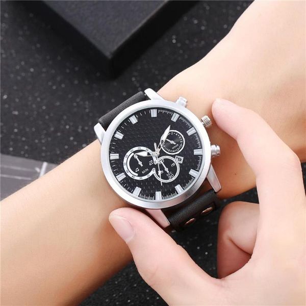 

wristwatches wristwatch skillful manufacture fashion leather band watches men casual business sports quartz analog, Slivery;brown