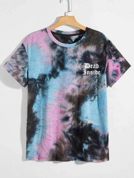 

men tie dye print t-shirt x6ix#, White;black