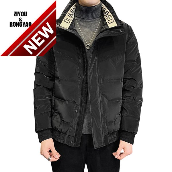 

2021 new style down jacket men's warm winter coat loose fashion stand-up collar down for boyfriend working shopping, Black