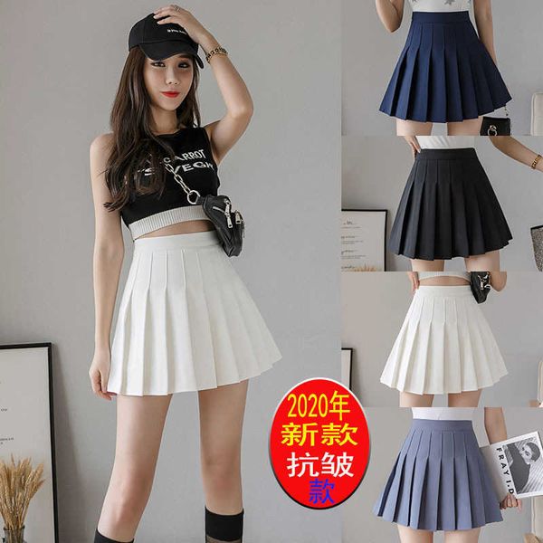 

wrinkle anti pleated skirt short women's summer korean high waist autumn winter anti light black a-line student