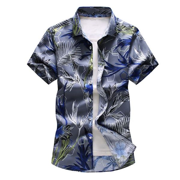 

men's casual shirts 16 color floral shirt 2021 summer fashion hawaii printing short sleeve plus size 5xl 6xl 7xl, White;black