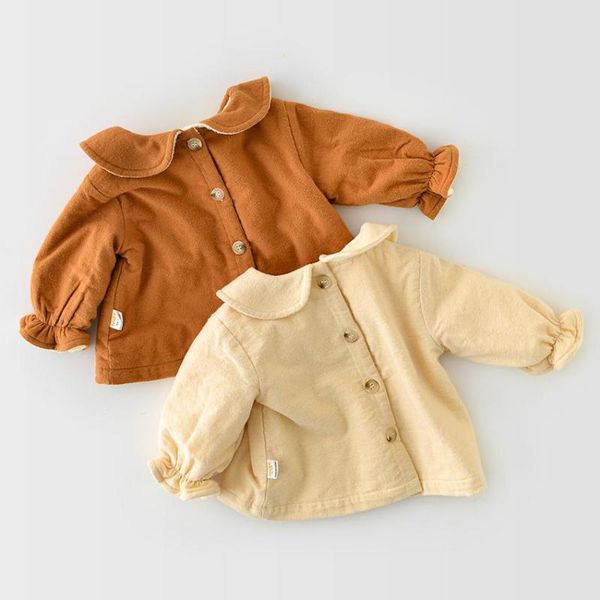 

baby girl clothes cotton new baby winter plus velvet thick doll collar warm long sleeve shirts boys girl blouse clothes, White;black