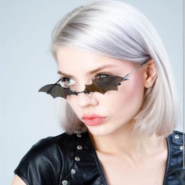 

cool bat-shaped sunglasses fashion classic personality colorful trendy funny frameless, White;black