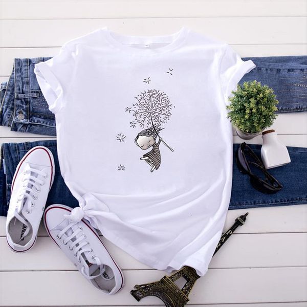 

fashion printing short sleeved womens t shirt summer graphic casual harajuku, White