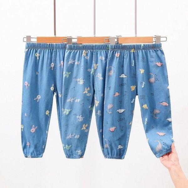 

jeans personality printing boys and girls soft thin 9 minutes pants casual children jeans,children's clothing for kids, Blue
