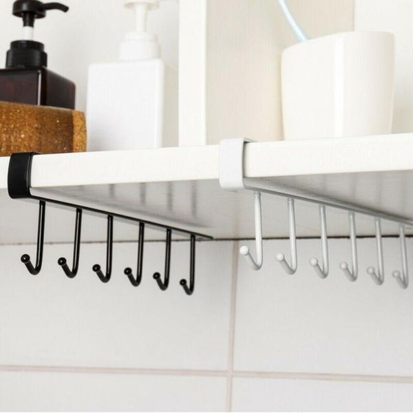 

hooks & rails 2021 fashion 6 metal under shelf mug cup cupboard kitchen organiser hanging rack holder