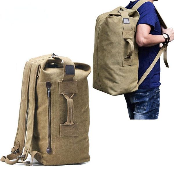 

outdoor bags men camping bacpkack canvas bag luggage travel large army bucket military backpacks sports shoulder daily xa188a