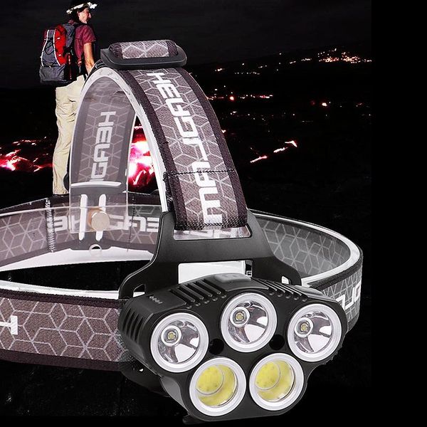 

rechargeable + built in 18650 battery induction 5led 3*xpg+2*cob headlamp fishing headlight white/red light headlamps