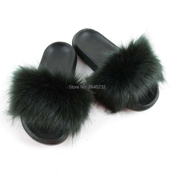 

slippers fashion winter us size fancy mixed real imitation hair women, Black