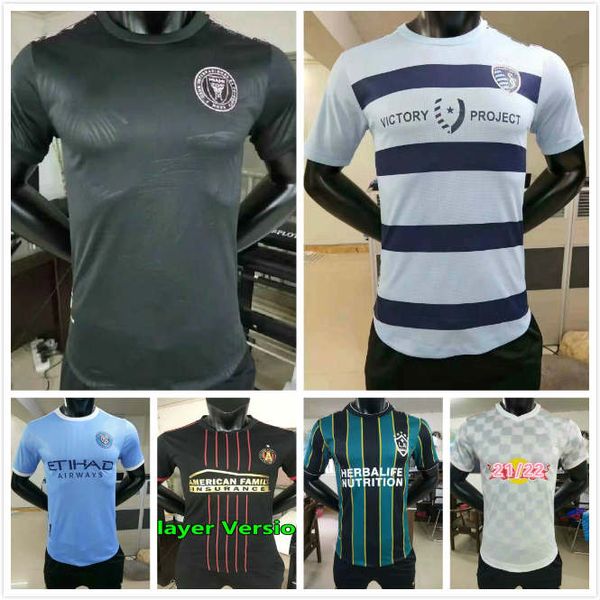 

mls player version 21 22 la galaxy soccer jersey 2021 2022 atlanta united sporting kansas city inter miami football shirts beckham, Black