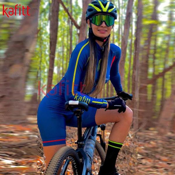 

racing sets cafitte women's equipamento ge ciclismo sweatshirt set jumpsuit cycling long sleeve shirt mountain bike suit, Black;blue