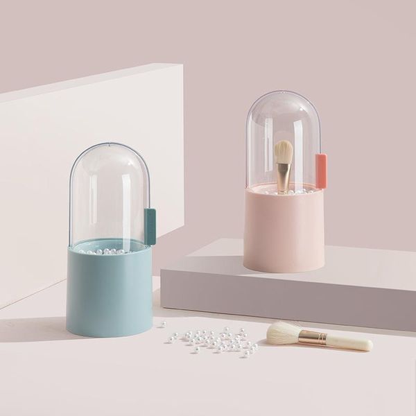 

eyebrow tools & stencils transparent dustproof box with storage bucket brush set powderblending eyeliner eyelash make up beauty cosmestic