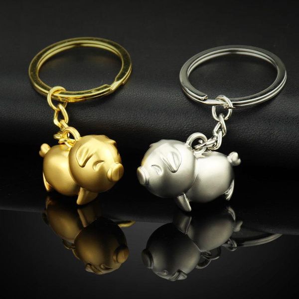 

keychains cute pig metal trendy gold-silver key ring chain anime pendant keyrings gifts for men women 2021 jewelry