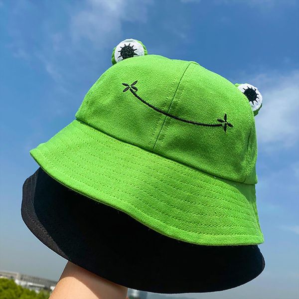 

girls cute frogs hats winter animal hiking beach fishing cap pgraphy bucket hat comfortable headdress, Blue;gray