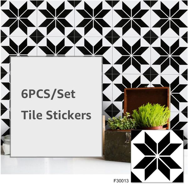 

wall stickers 6pc/set tile self adhesive retro waterproof pvc removable sticker diy wallpaper for kitchen bathroom