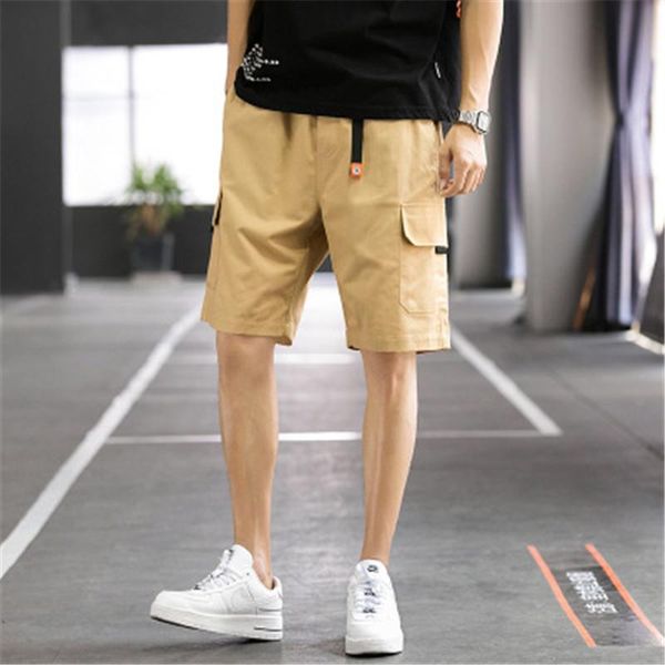 

beach mens casual overalls short pants fashion trend loose multi-bag plus size shorts designer male drawstring comfortable pant, White;black