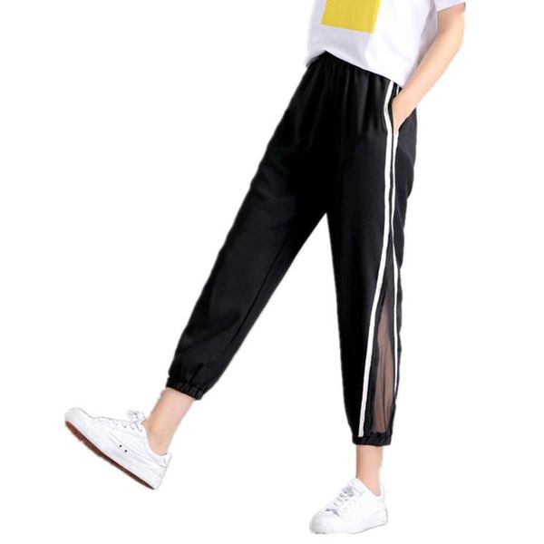 

women's pants & capris summer sports thin loose-fitting bloomers wide-leg harlan casual nine-point women spring and autumn, Black;white