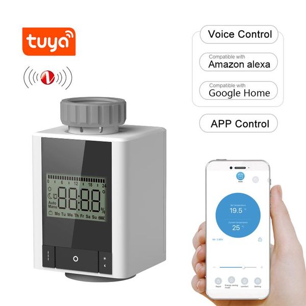 

smart home control zigbee thermostatic radiator valve weekly programmable heating thermostat app voice