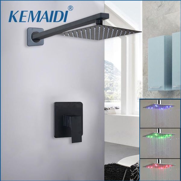 

black matte bathroom square shower head wall mount solid brass rainfall hand faucets set 8 10 12 16 inch sets