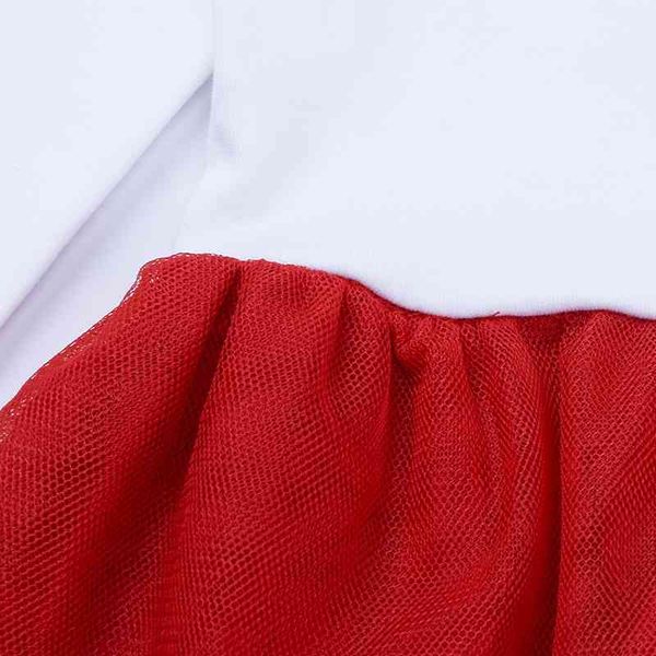 

children's wear 2021 christmas autumn girls' deer head gauze skirt round dot pants suit, White