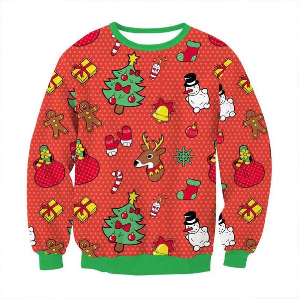

men's sweaters funny cute cartoon print women christmas 2021 casual loose jumper holiday xmas gifts pullovers plus size man sweatshirt, White;black