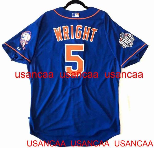 Genähtes DAVID WRIGHT COOL BASE JERSEY World Series PATCH Throwback-Trikots Herren Damen Jugend Baseball XS-5XL 6XL