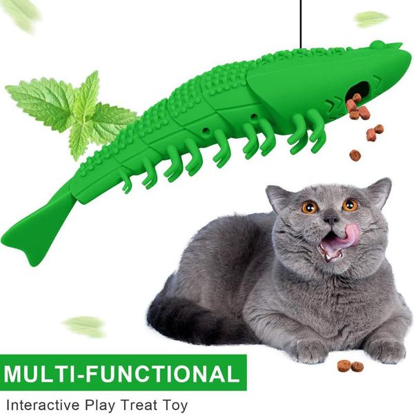 

cat toys catnip fish bite stick funny toy toothbrush chewing teeth cleaning care pet crayfish shape