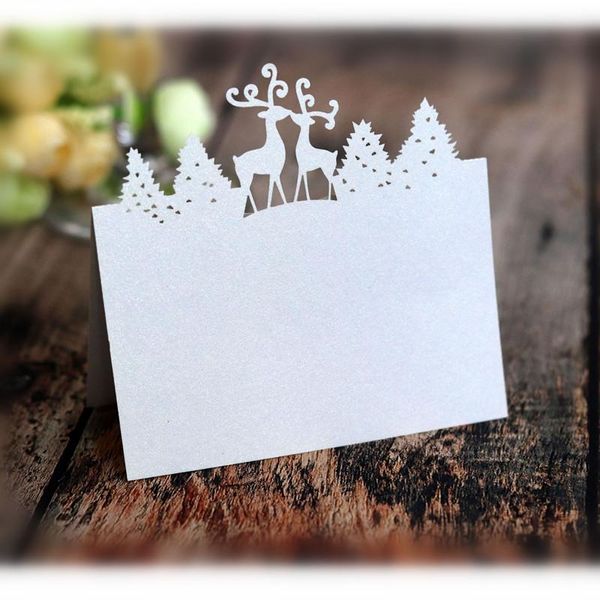 

greeting cards 100pc invitation christmas tree deer seat card hollow laser butterfly wedding decora cut invitations 6z