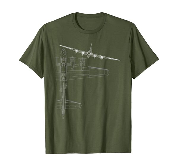 

B-17 Flying Fortress WWII Bomber Line Art T-shirt, Mainly pictures