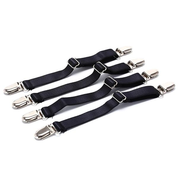 

arm & leg warmers metal+elastic band material bed sheet corner holder elastic straps fasteners clips boot stirrups bicycle motorcycle 4pcs, Black