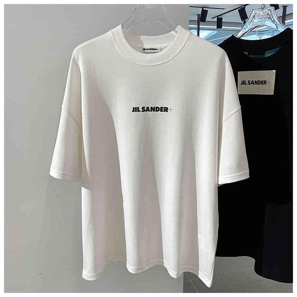 

men's t-shirts jil sander simples carta impressa masculina oversized manga curta camiseta roupas masculinas 100% algodÃ£o moda casual fe, White;black