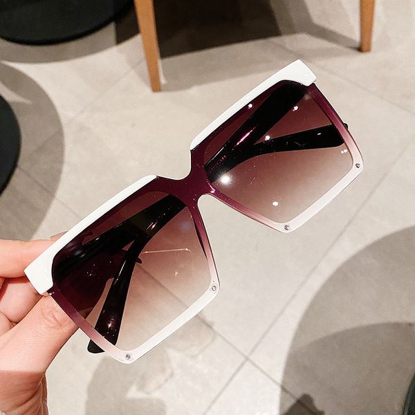 

2021 trend square sunglasses women vintage oversized black pink blue brown men fashion outdoor uv400 colored glasses, White;black