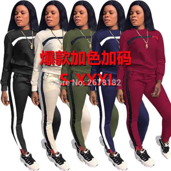 

two piece dress 2021 sweatshirt+pant pockets full sleeve autumn winter tracksuit women set outfit fashion pieces suits casual overalls s040, White