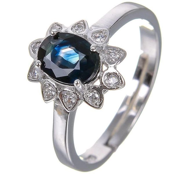 

cluster rings natrual and real sapphire 925 sterling silver fine gem jewelry size 5*7mm, Golden;silver