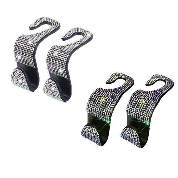 

car organizer 4 pcs vehicle bling rhinestone crystal clips bag grocery holder headrest hanger back seat hooks mount