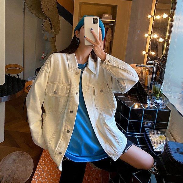 

women's jackets designer jean jacket spring and korean fine autumn loose hong kong style fried street dress coat r2r3, Black;brown