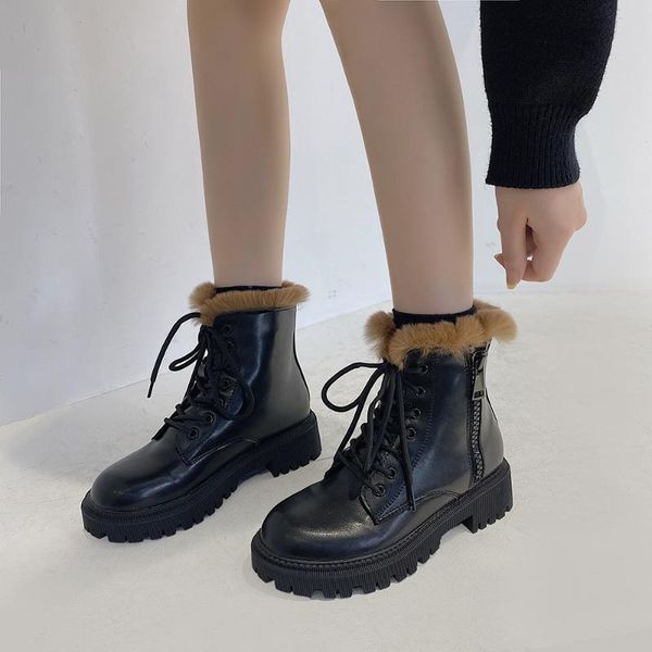 

boots fashion women's ankle 2021 classic punk platform women autumn winter snow ladies motorcycle, Black